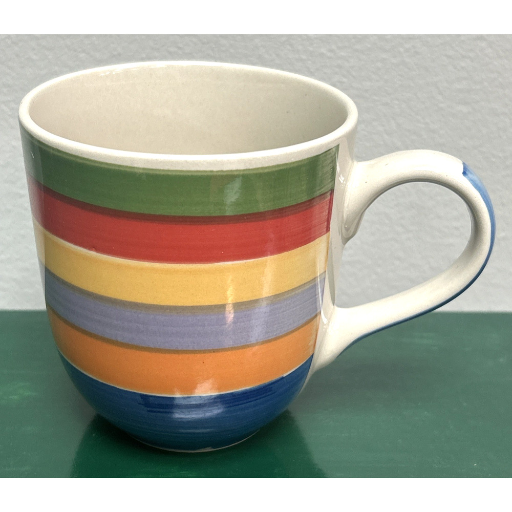Mulberry 2007 Home Collection Multicolor Horizonal Striped Coffee Tea Cocoa Mug